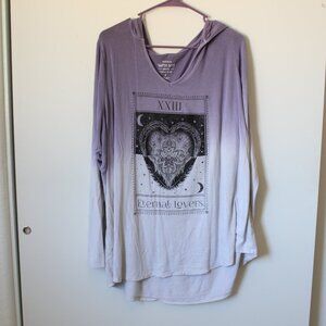 TORRID SUPER SOFT PURPLE ETERNAL LOVERS LONG SLEEVE HOODIE